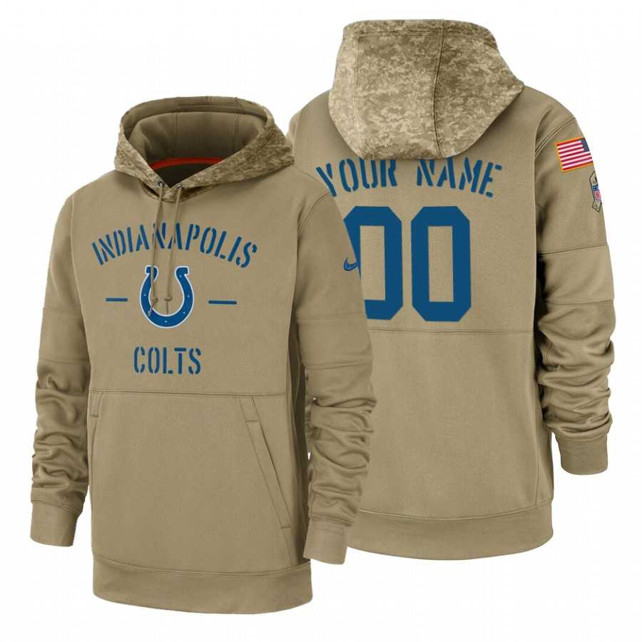Indianapolis Colts Customized Nike Tan Salute To Service Name & Number Sideline Therma Pullover Hoodie